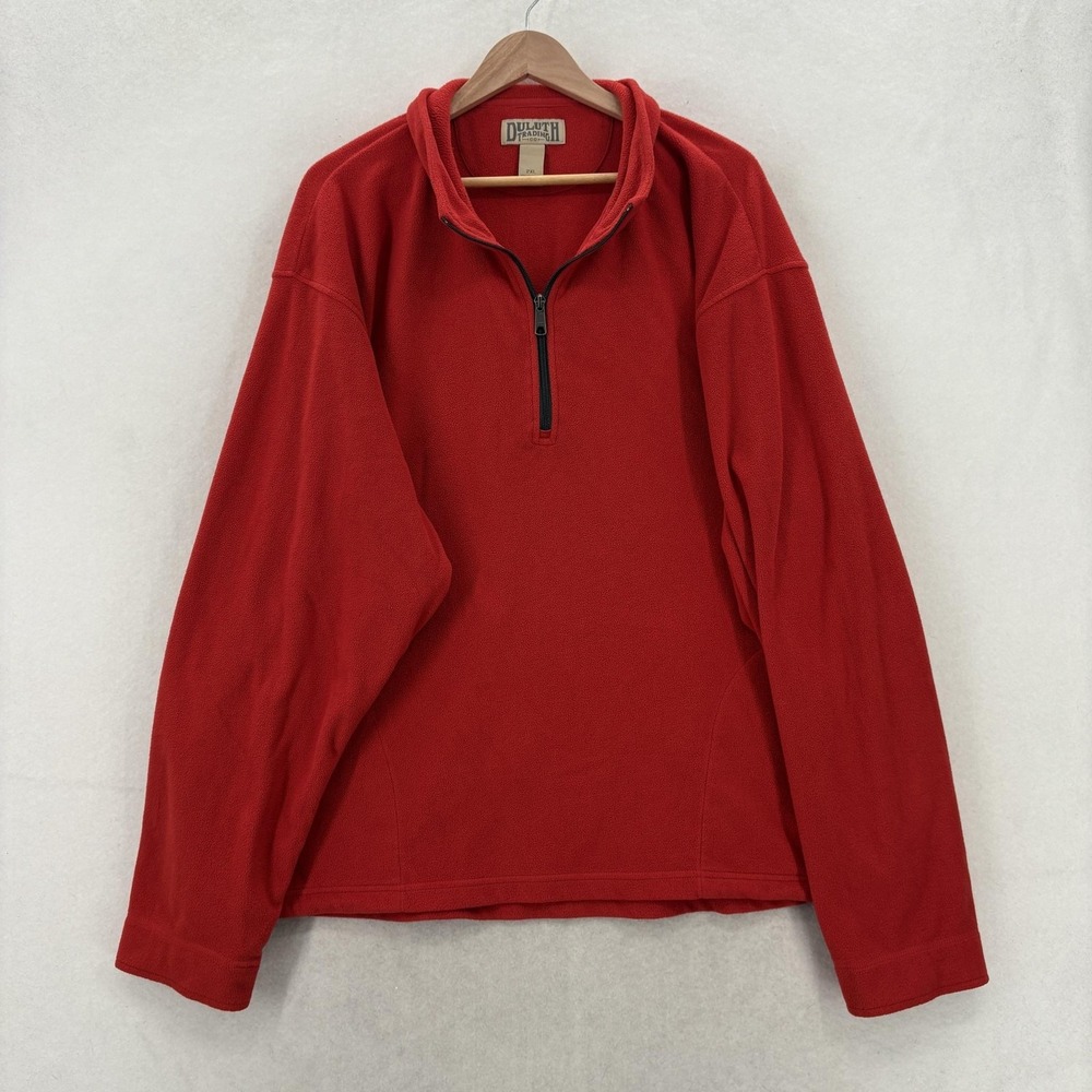 Duluth Two Harbors Sweatshirt Mens 2XL Red Polartec Fleece 1/4 Zip Pullover Camp